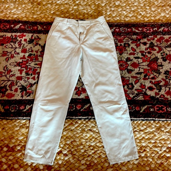 Zeynep arcay 100% leather white high waisted pants fully lined in 100% silk - Picture 1 of 13